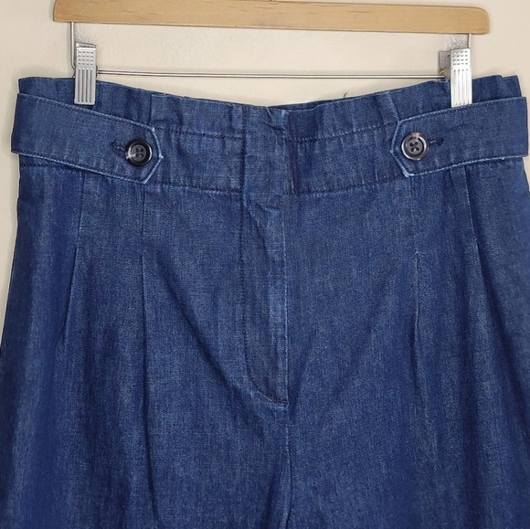 Ann Taylor | High Rise Paperbag Style Tapered Leg Dark Wash Jeans Size 10 - Picture 2 of 5